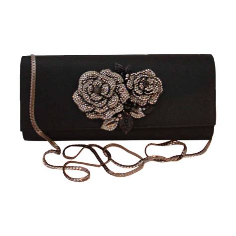 Rose Clutch in Black 